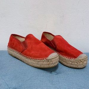 Red Suede Espadrille Slide On Flats EU 38, US 8